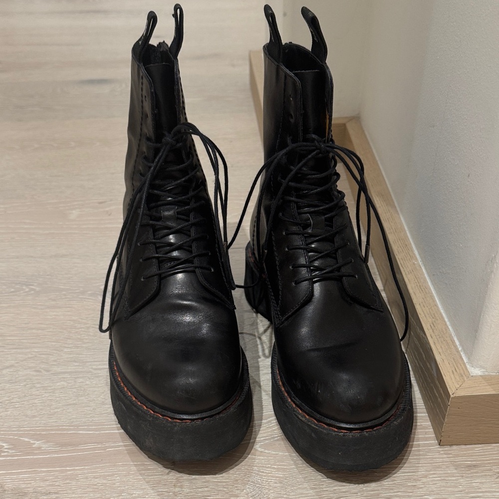 R13 Black single stack leather boots - Picture 3 of 9